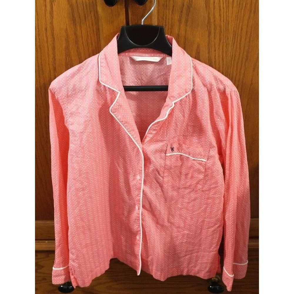 Victoria's Secret Small Cotton Pink With White Hearts Button PJ Top Barbie Core